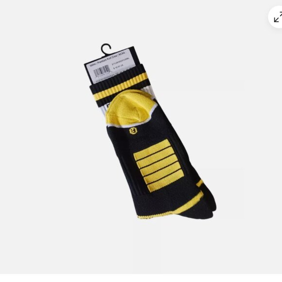 Strideline IDAHO Premium Knit Crew Socks Size: M/L Set of 2 Black White Yellow - Picture 5 of 10